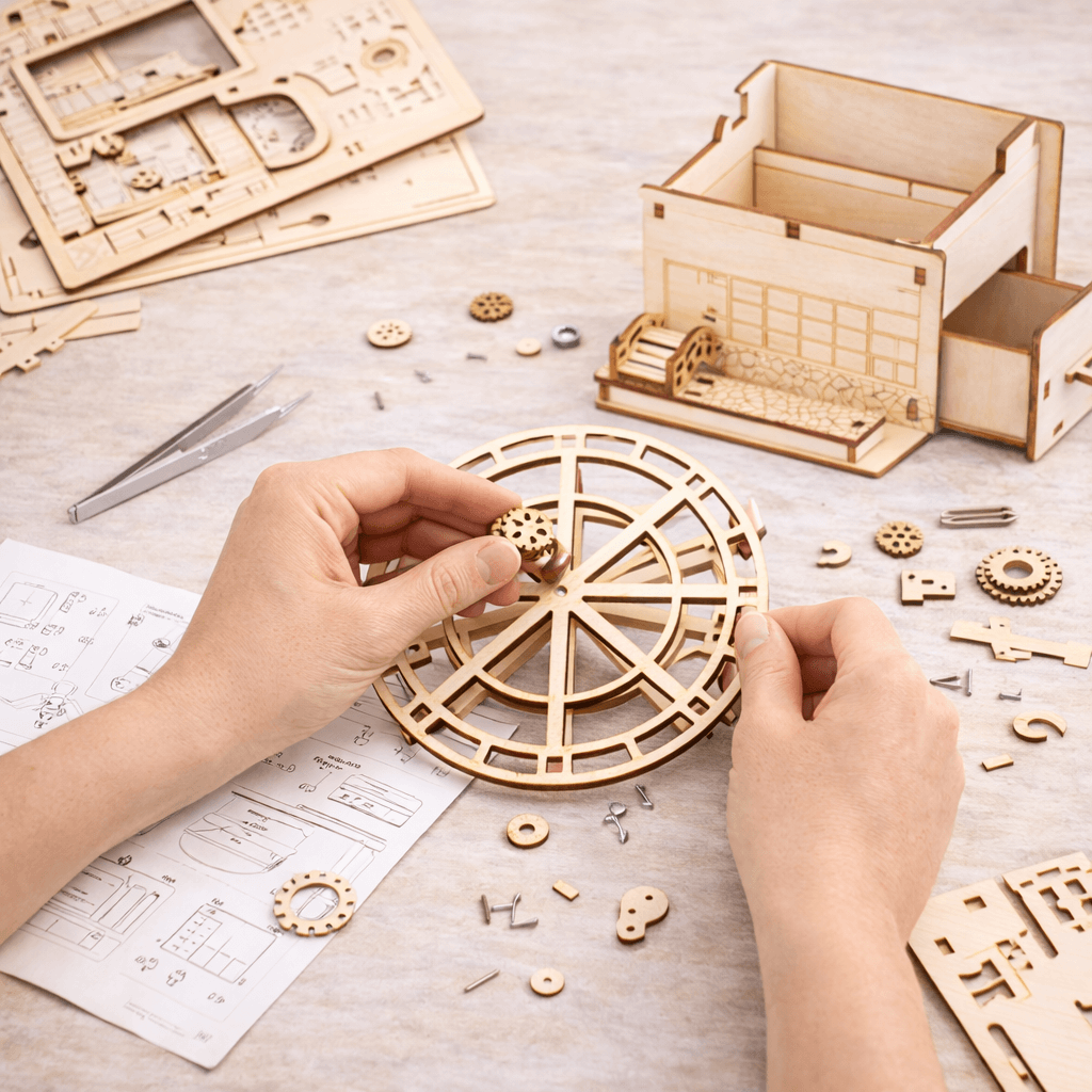 DIY Hand-Crank Wooden Watermill Music Box