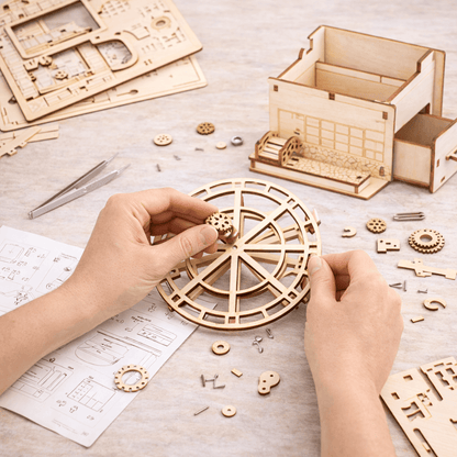 DIY Hand-Crank Wooden Watermill Music Box