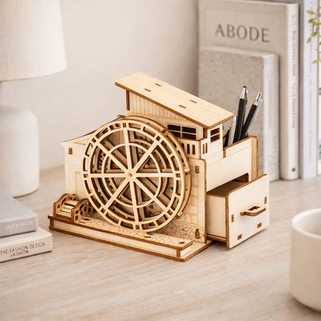 DIY Hand-Crank Wooden Watermill Music Box