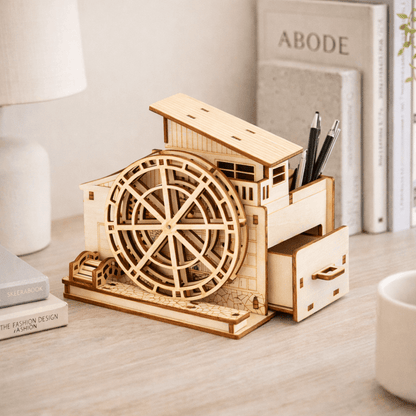 DIY Hand-Crank Wooden Watermill Music Box