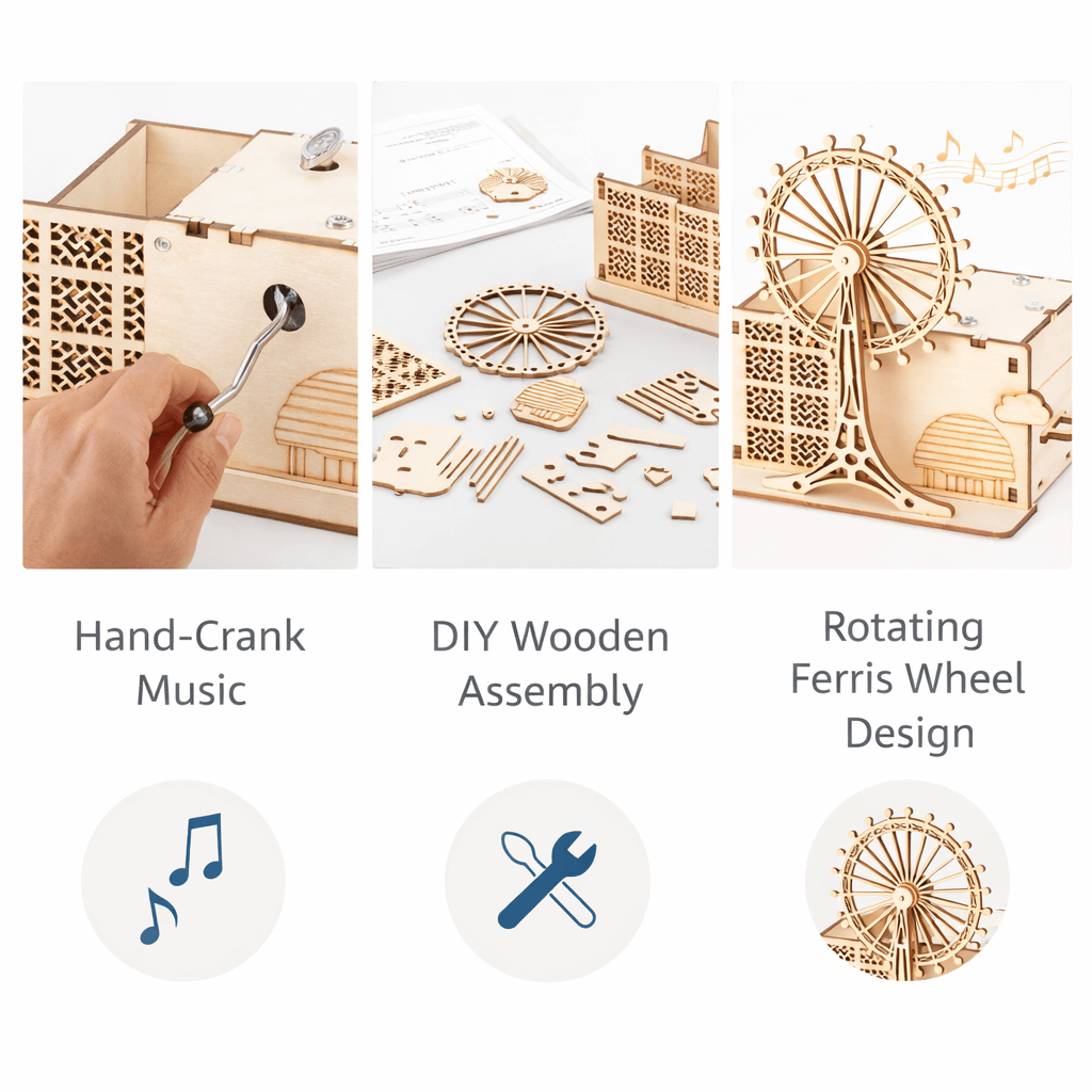 DIY Hand-Crank Ferris Wheel Music Box Pen Holder