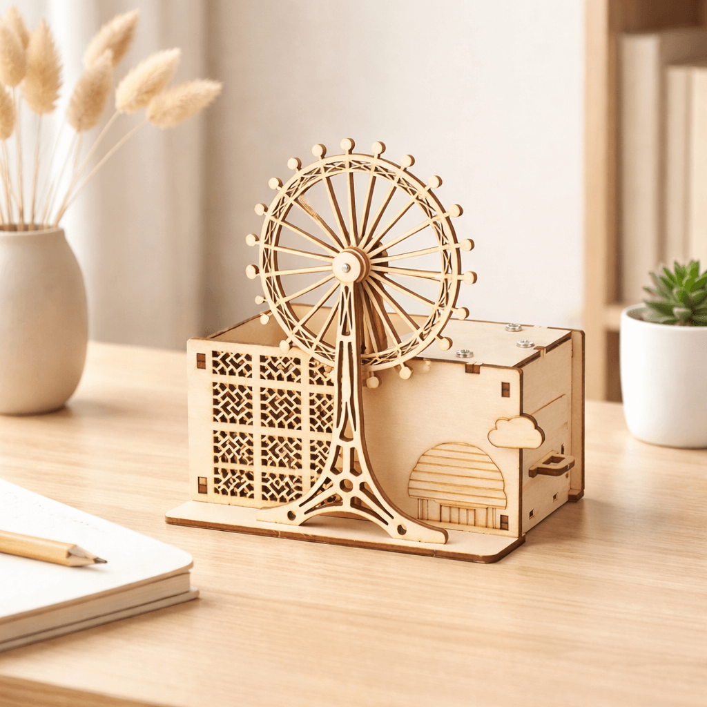 DIY Hand-Crank Ferris Wheel Music Box Pen Holder
