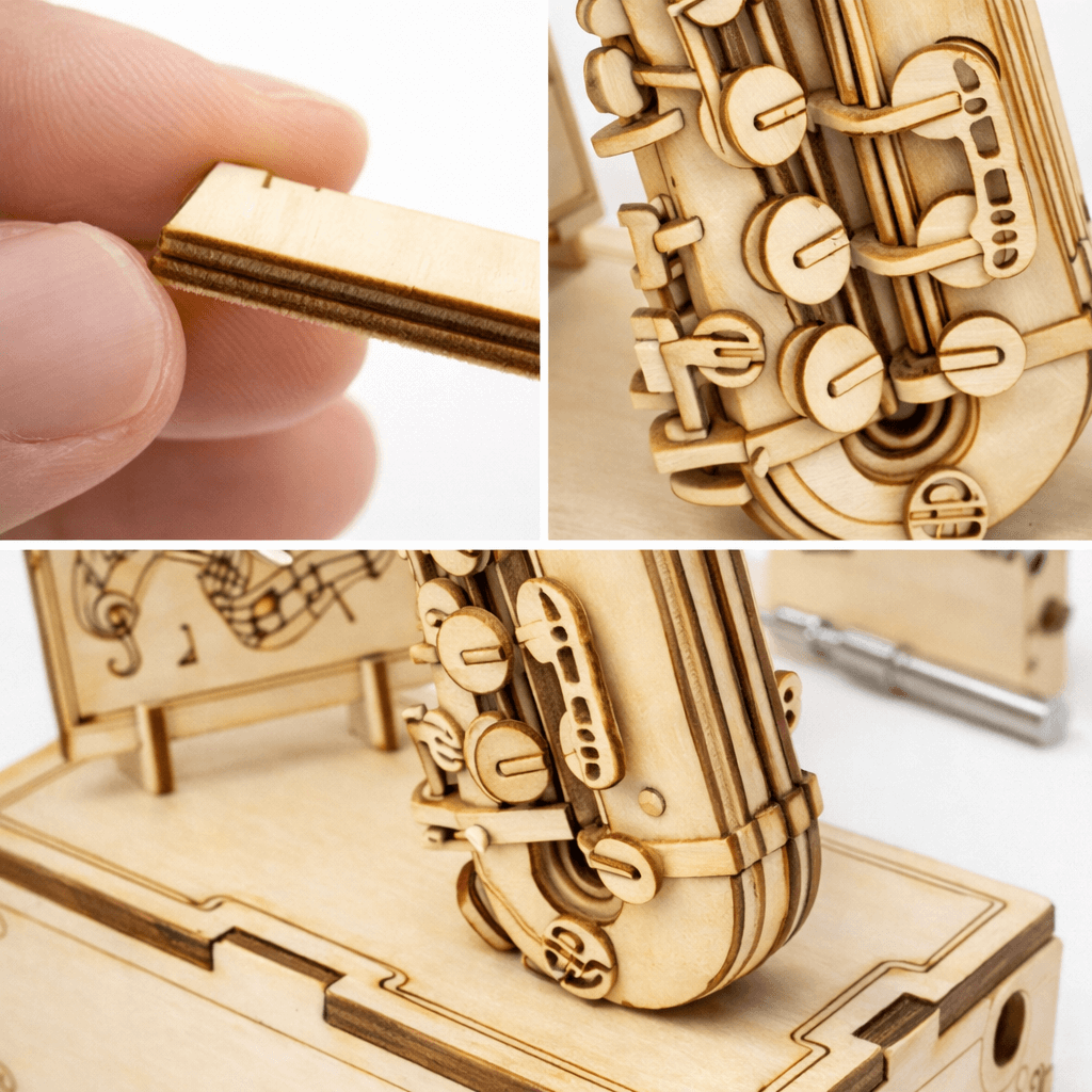 DIY Hand-Crank Wooden Saxophone Music Box