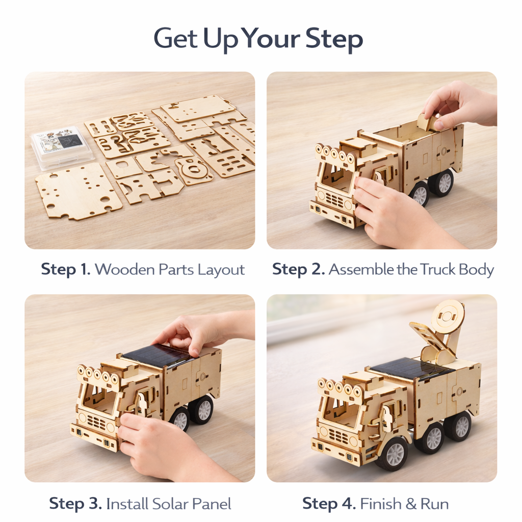 DIY Solar Powered Wooden STEM Car – Educational Science Toy for Kids