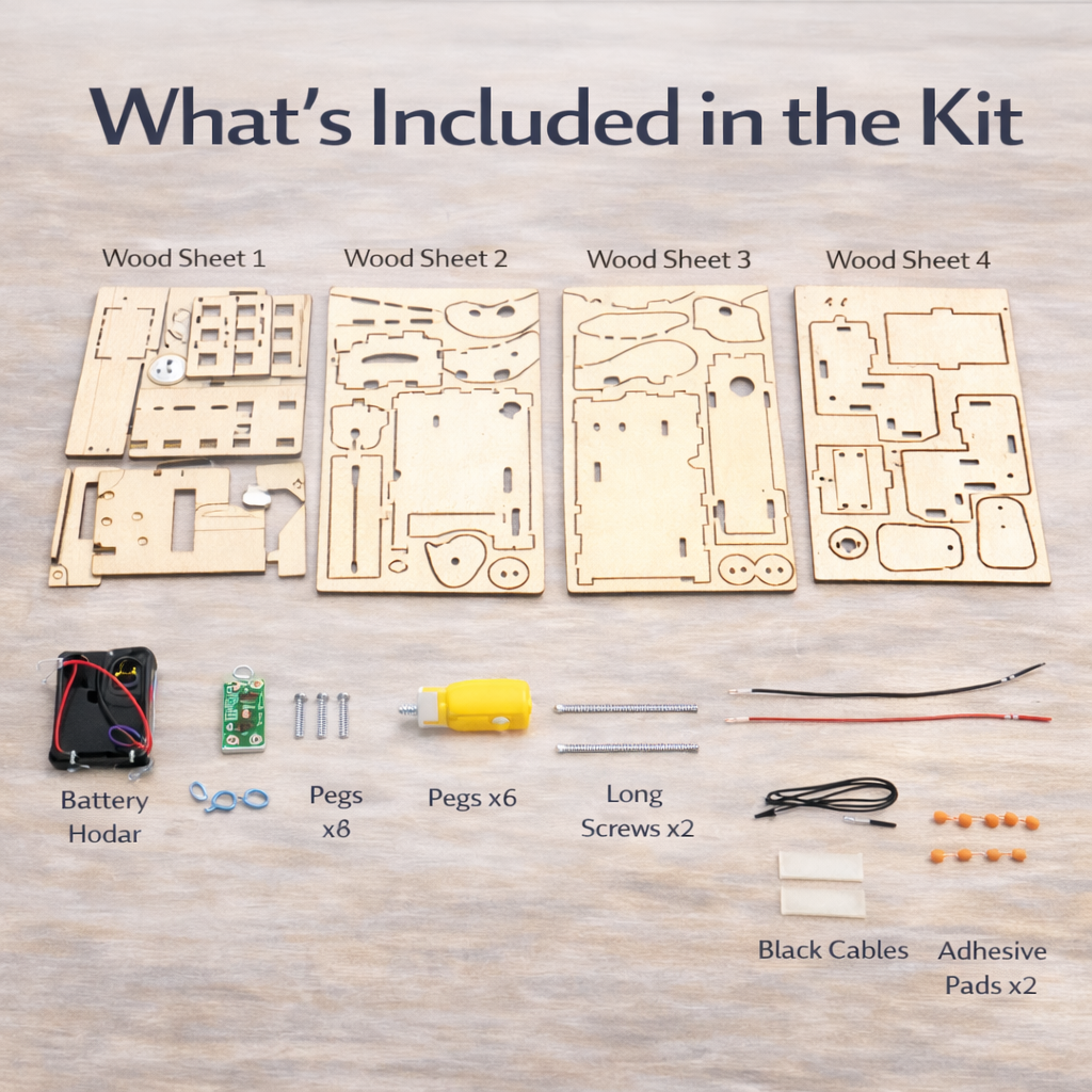 Voice-Controlled Mechanical Puppy DIY STEAM Educational Toy – Wooden Science Experiment Kit for Kids