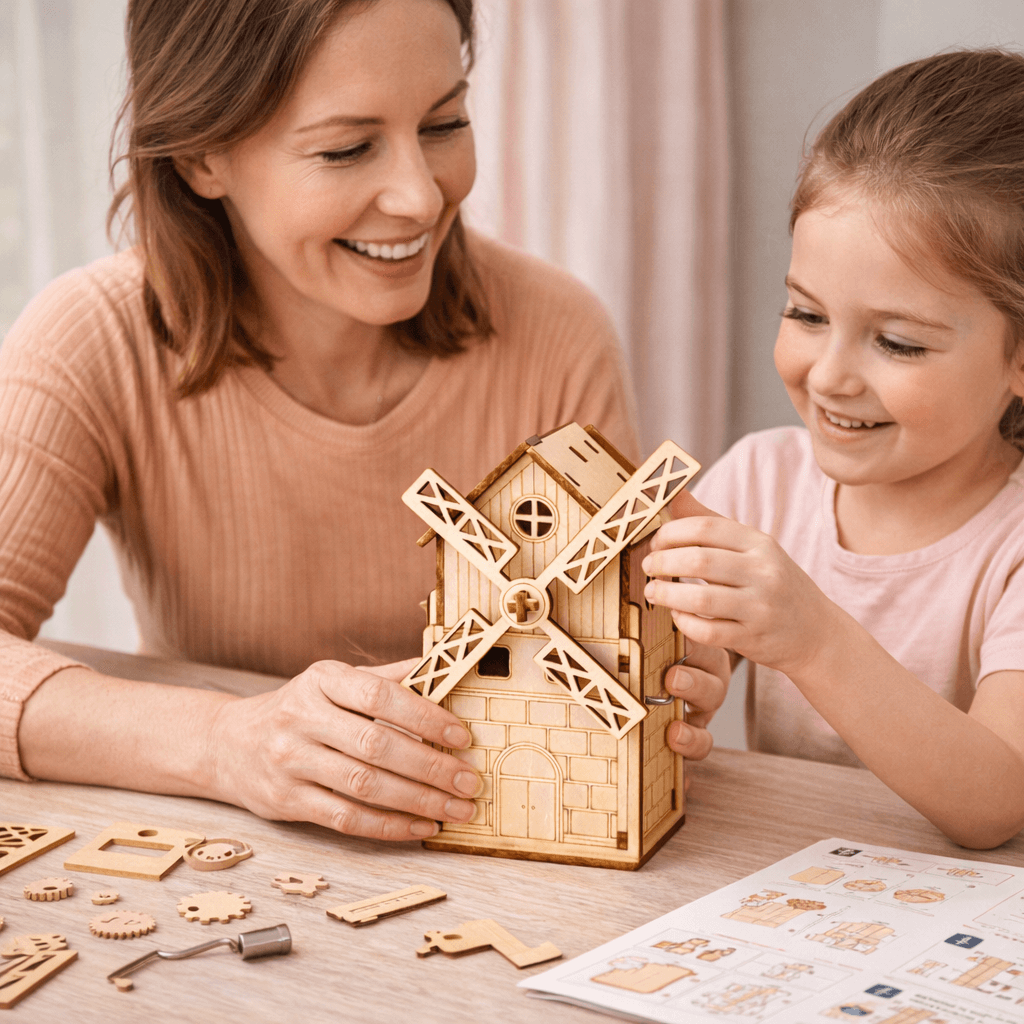 DIY Hand-Crank Ferris Wheel Music Box Pen Holder