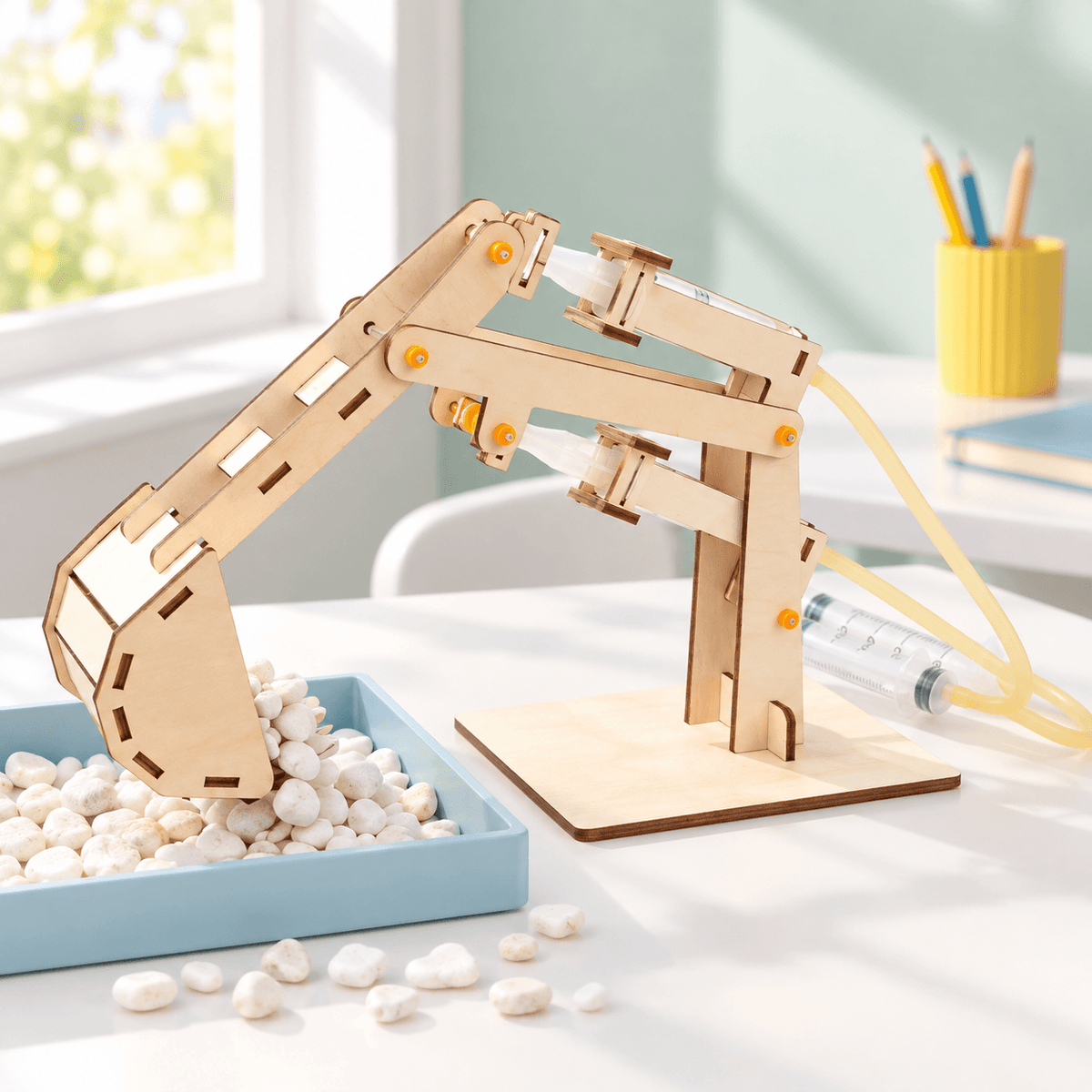 Wooden Hydraulic Excavator STEM Building Kit