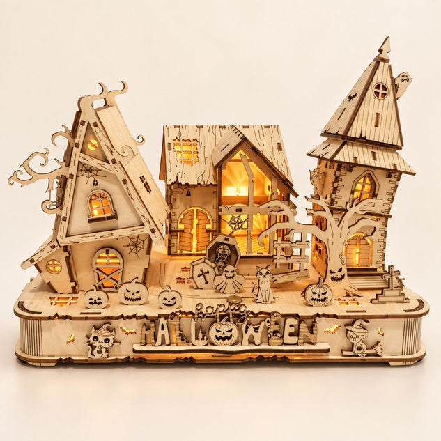 Halloween haunted house 3D wooden puzzle kit