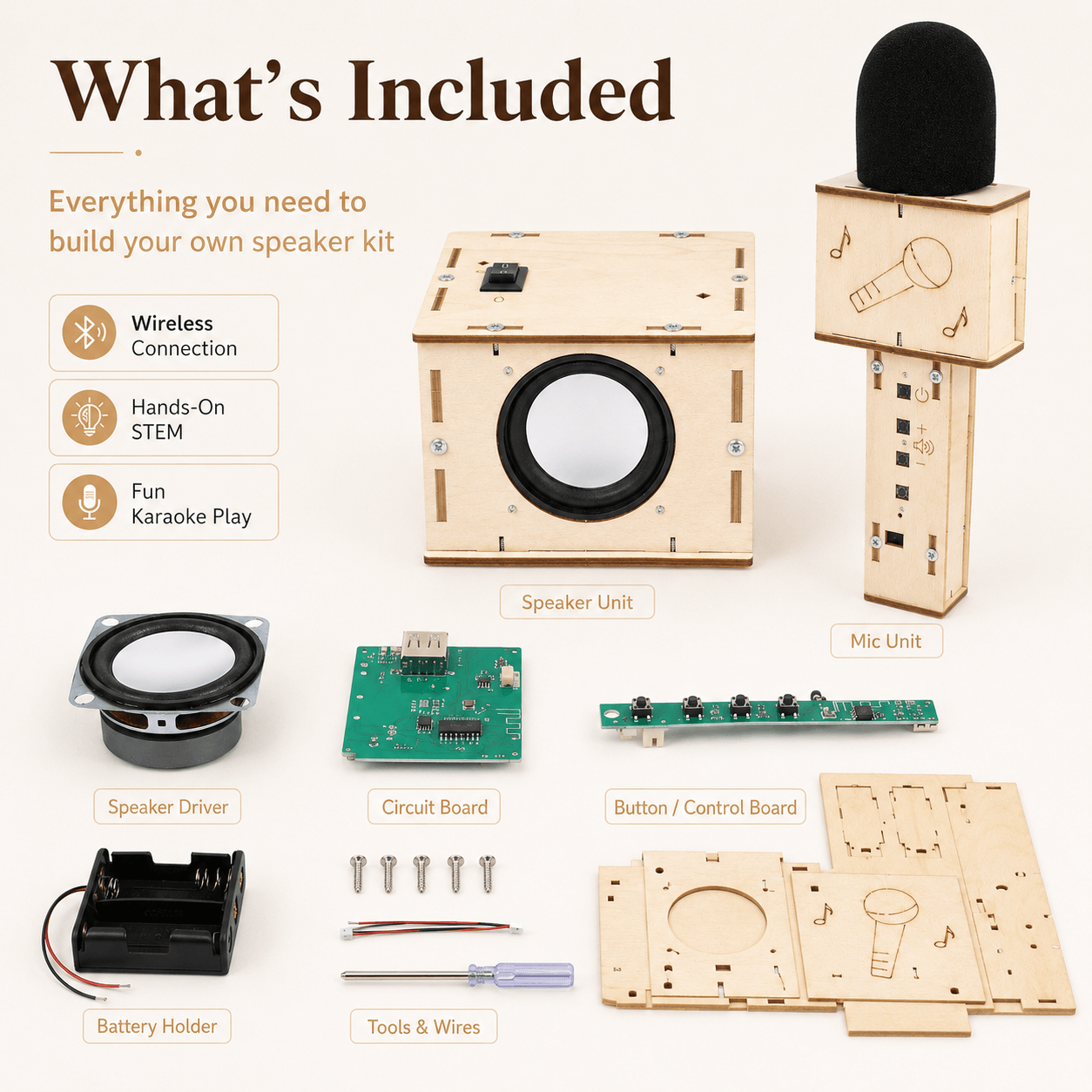 DIY Wooden Bluetooth Speaker & Microphone Kit