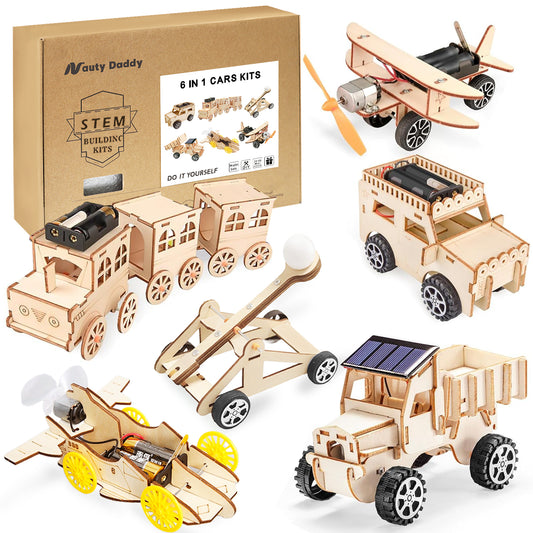 6-Piece DIY Construction Vehicle Engineering Model Set – 3D Wooden Puzzle Mechanical Vehicle Building Kit, Precision Woodcraft Assembly Project, Office Desk Display Collectible, Hardcore Gift for Teens & Adults