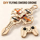 DIY wooden flying sword drone and remote controller