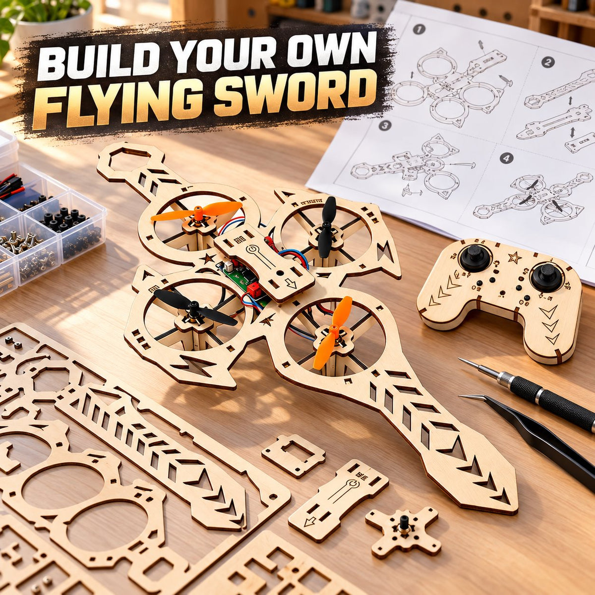 Build your own wooden flying sword drone