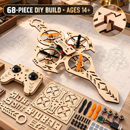 68-piece DIY wooden flying sword drone kit for ages 14 plus