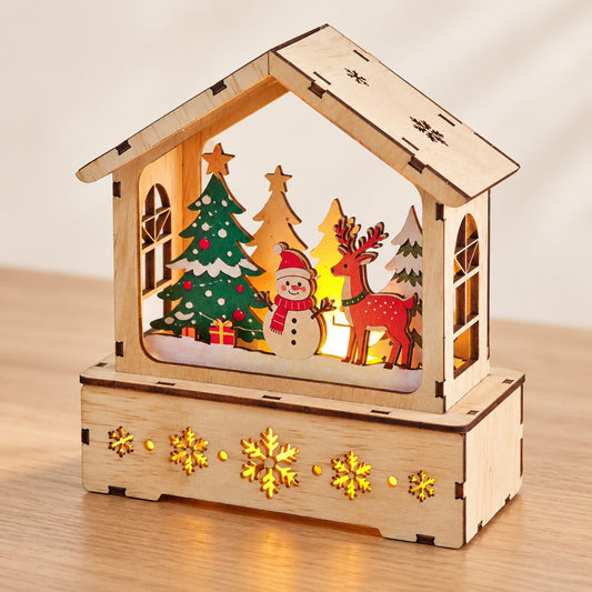 DIY Wooden Christmas Winter Scene House with Lights image 2