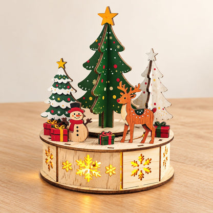 DIY wooden Christmas forest scene - angled product view